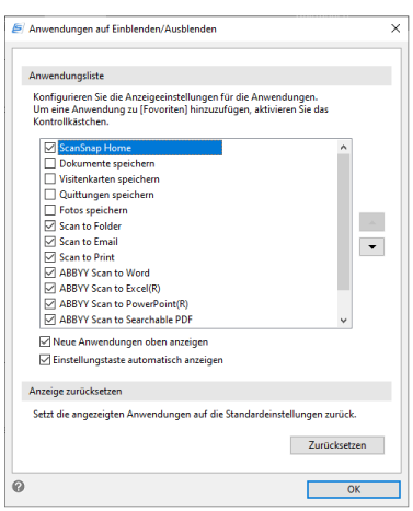 Anwendungen auf Einblenden/Ausblenden