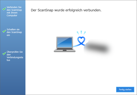 Der ScanSnap wurde erfolgreich verbunden