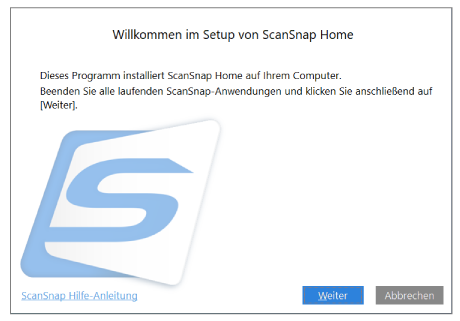 Willkommen beim Setup von ScanSnap Home