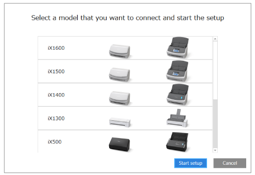 Select a Scanner to Be Connected and Start the Setup