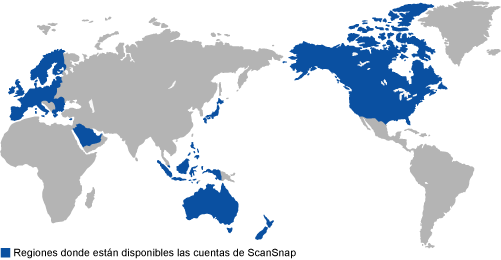 Regiones donde están disponibles las cuentas de ScanSnap