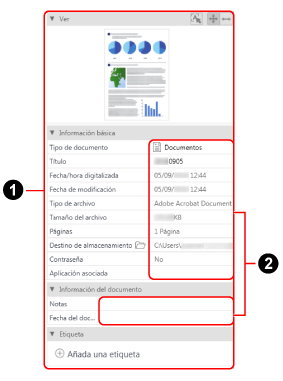 Vista de registro de datos de contenido