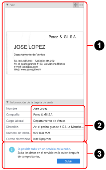 Vista de registro de datos de contenido