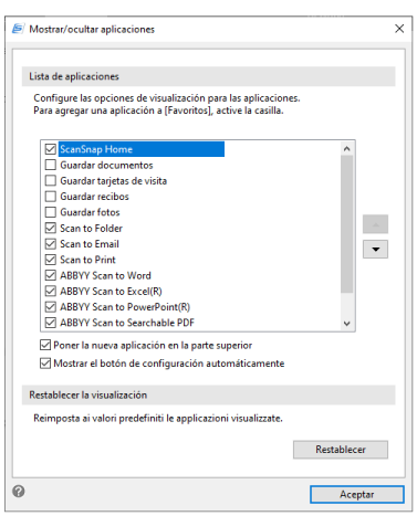 Mostrar/ocultar aplicaciones