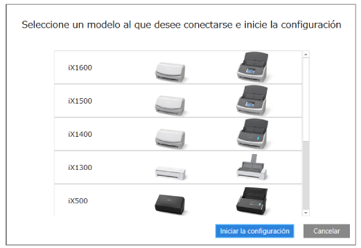 Seleccionar el escáner al que se desea conectar e iniciar la instalación