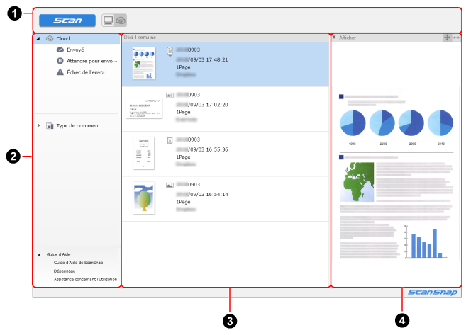 Fenêtre principale (via une liaison avec le service cloud)