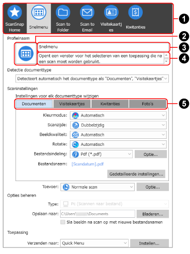 Venster [Profielen bewerken]