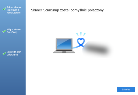 Skaner ScanSnap został pomyślnie połączony