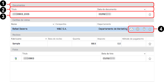 Lista de dados detalhada