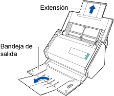 Tirar la extensión y abrir la bandeja de salida