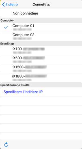 Lista delle destinazioni