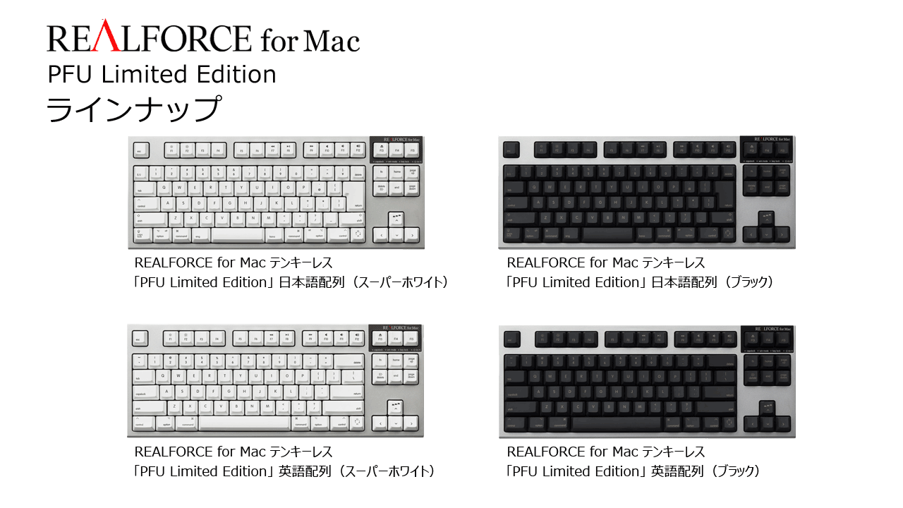 REALFORCE for Mac ラインナップ