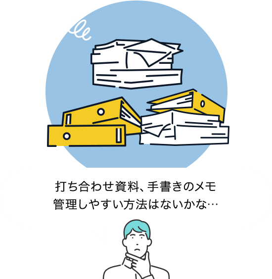 打ち合わせ資料、手書きのメモ 管理しやすい方法はないかな…