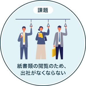 課題紙書類の閲覧のため、出社がなくならない