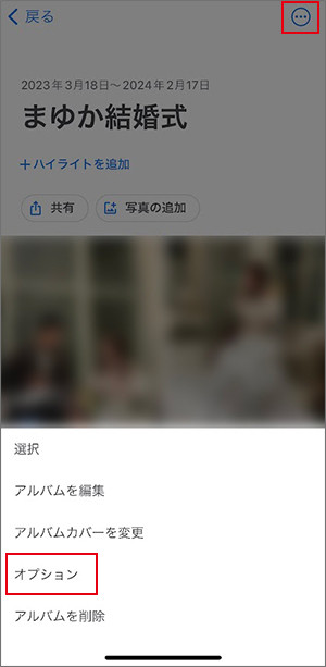 「オプション」をタップ