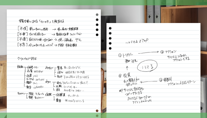 書記録ノート 手書き ルーズリーフ
