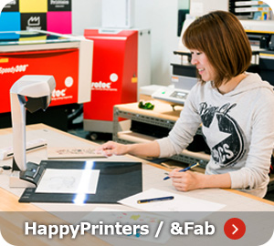 HappyPrinters / &Fabのページにリンクします。