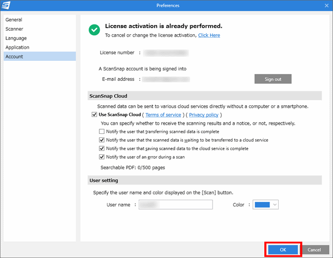 How to change ScanSnap Evernote Edition