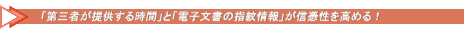 「第三者が提供する時間」と「電子文書の指紋情報」が信憑性を高める！