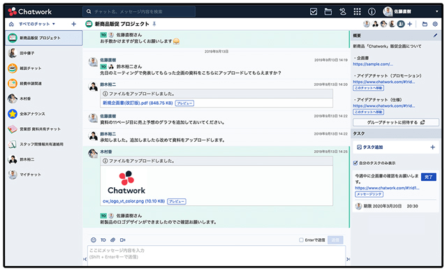 Chatworkのグループチャット画面