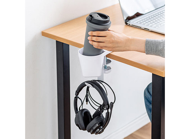 デスクダイレクト ドリンクホルダー付きバッグハンガー